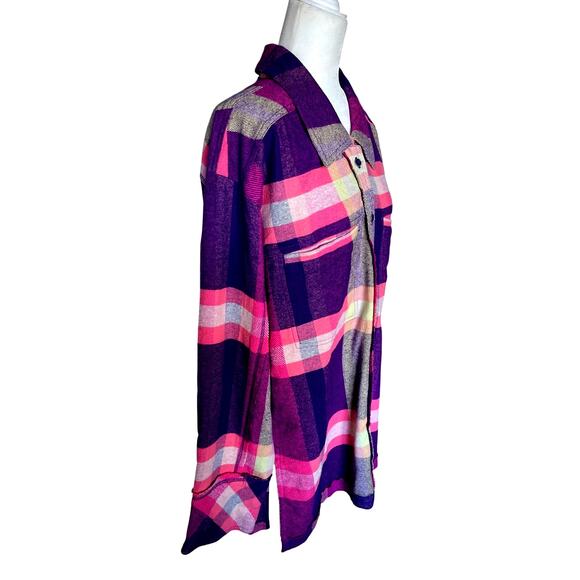 Free People So Long Summer Plaid Flannel Button Down Pink Purple Sm/Med NWT - Picture 3 of 13